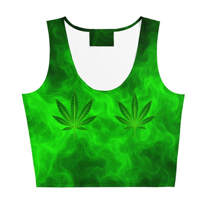 Green smoke pot leaves Crop Top