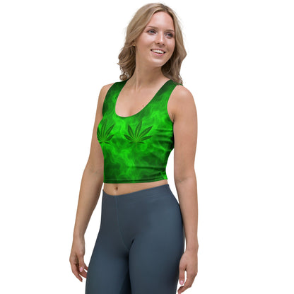 Green smoke pot leaves Crop Top