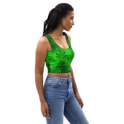 Green smoke pot leaves Crop Top