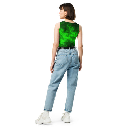 Green smoke pot leaves Crop Top
