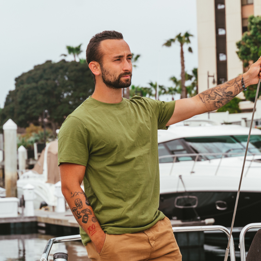 Men's Organic Crew Neck - Olive Green
