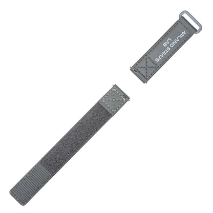Grey Velcro® Watch Band Ecru Stitches 20mm