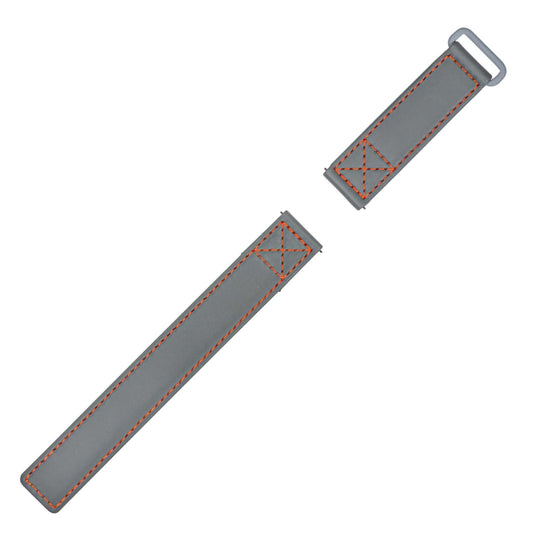 Grey Velcro® Watch Band Red Stitches 20mm