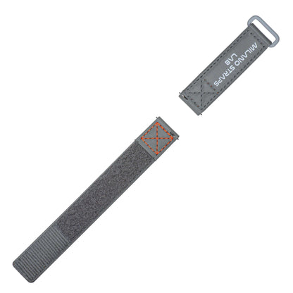 Grey Velcro® Watch Band Red Stitches 20mm