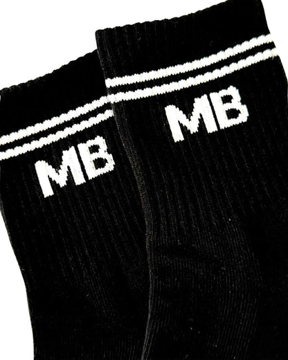 Black & White Stripe Unisex Half Crew Socks Grip Socks