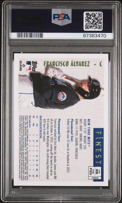 Graded 2023 Topps Finest Flashbacks Francisco Alvarez #98 Rookie RC Baseball Card PSA 10 Gem Mint