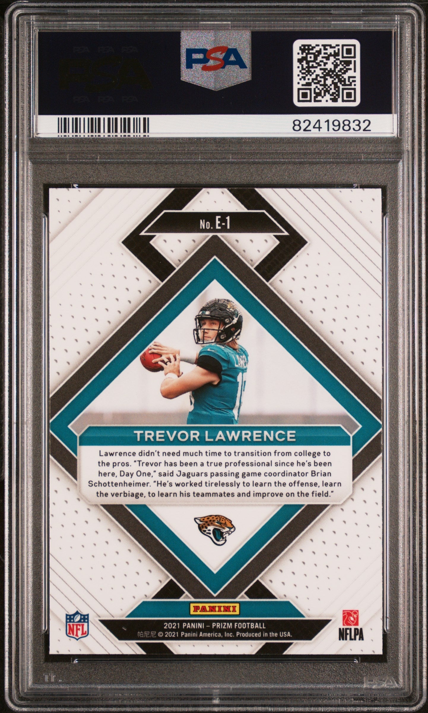 Graded 2021 Panini Prizm Trevor Lawrence #E1 Emergent Rookie RC Football Card PSA 10 Gem Mint