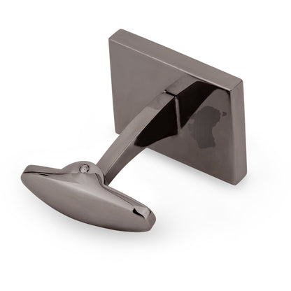 Gum Burl Rectangular Cufflinks - Gunmetal