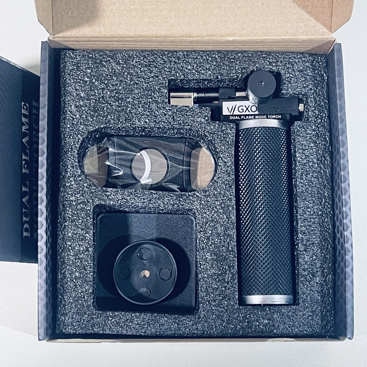 GXO-2077 Dual Flame Butane Torch Lighter with Cigar Cutter
