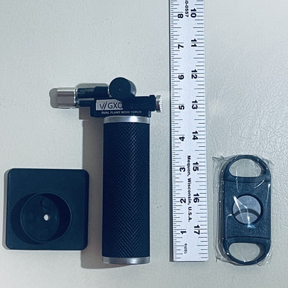 GXO-2077 Dual Flame Butane Torch Lighter with Cigar Cutter