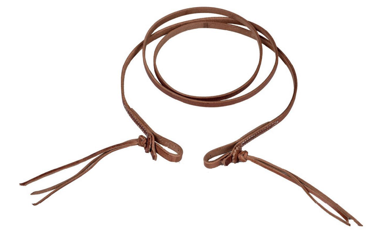 AJ Tack Oiled Harness Leather Rattlesnake Roper Reins - 5/8in x 7ft 9in