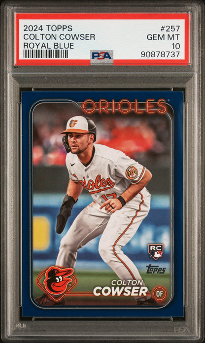 Graded 2024 Topps Colton Cowser #257 Royal Blue Rookie RC Baseball Card PSA 10 Gem Mint