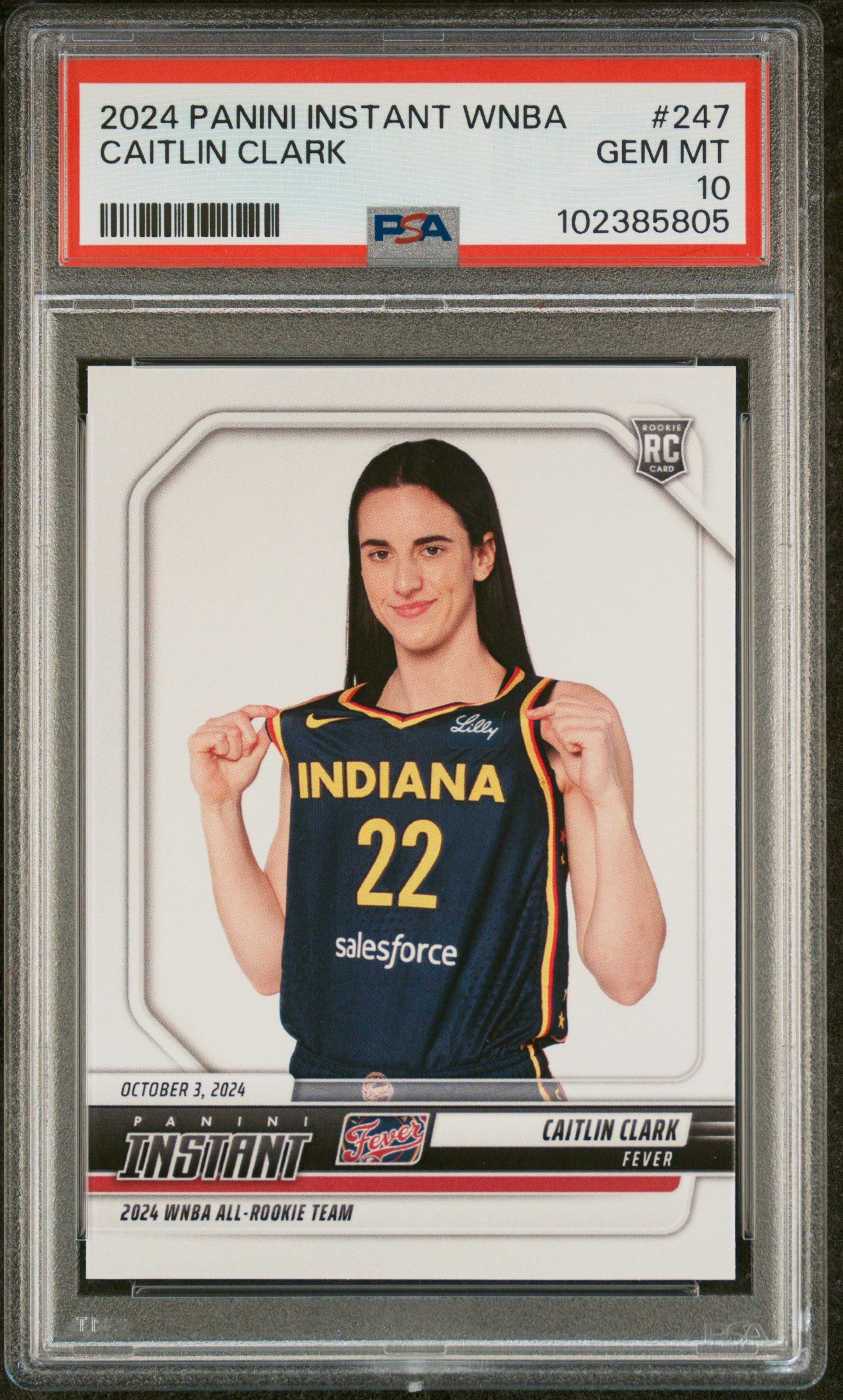 Graded 2024 Panini Instant WNBA Caitlin Clark #247 Rookie RC Basketball Card PSA 10 Gem Mint