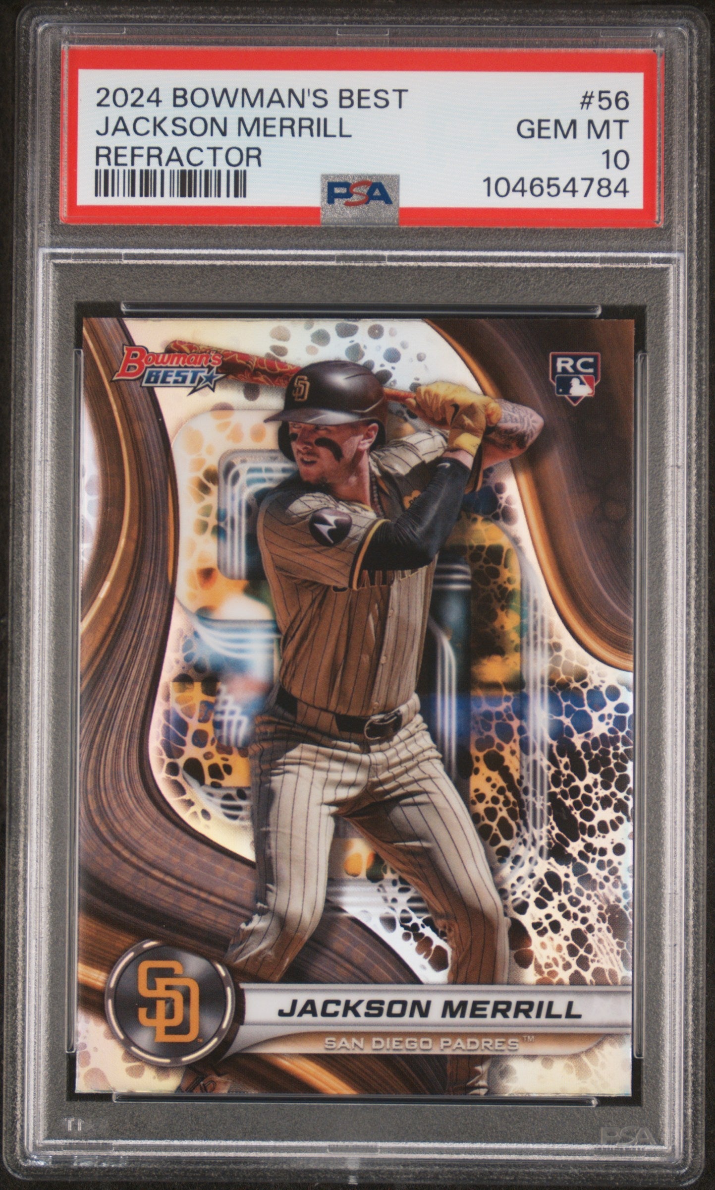 Graded 2024 Topps Bowmans Best Jackson Merrill #56 Refractor Rookie RC Baseball Card PSA 10 Gem Mint