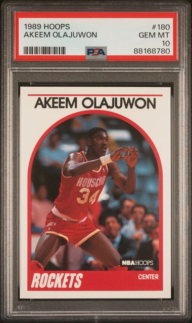 Graded 1989 Hoops Hakeem Akeem Olajuwon #180 Basketball Card PSA 10 Gem Mint