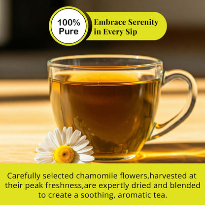 Akshit 75 Chamomile Tea Bags, 100%Pure Natural Chamomile Flowers, Calm Sleep Tea, Caffeine Free, Relaxing Tea, Non-GMO.
