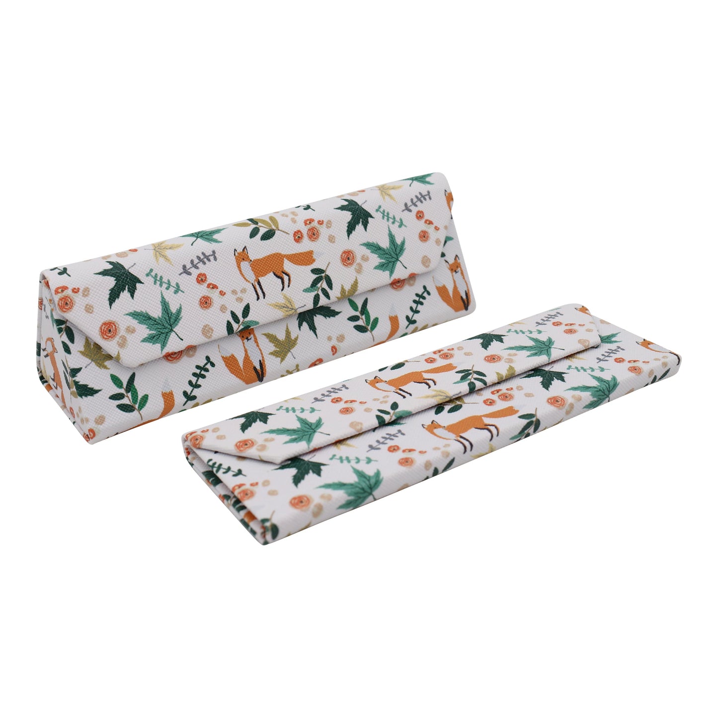 Fox Print Glasses Case - Vegan Leather Magic Folding Hardcase