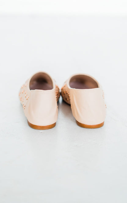 Harriette Leather Flats in Blush