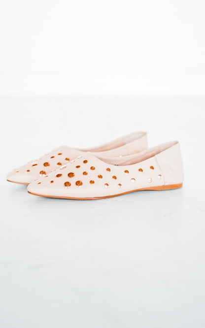 Harriette Leather Flats in Blush