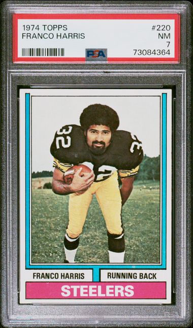 Graded 1974 Topps Franco Harris #220 2nd Year Football Card PSA 7 Near Mint