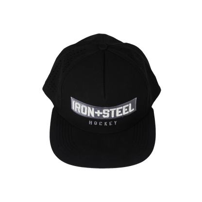 Iron+Steel Plate Snapback Hat - Black
