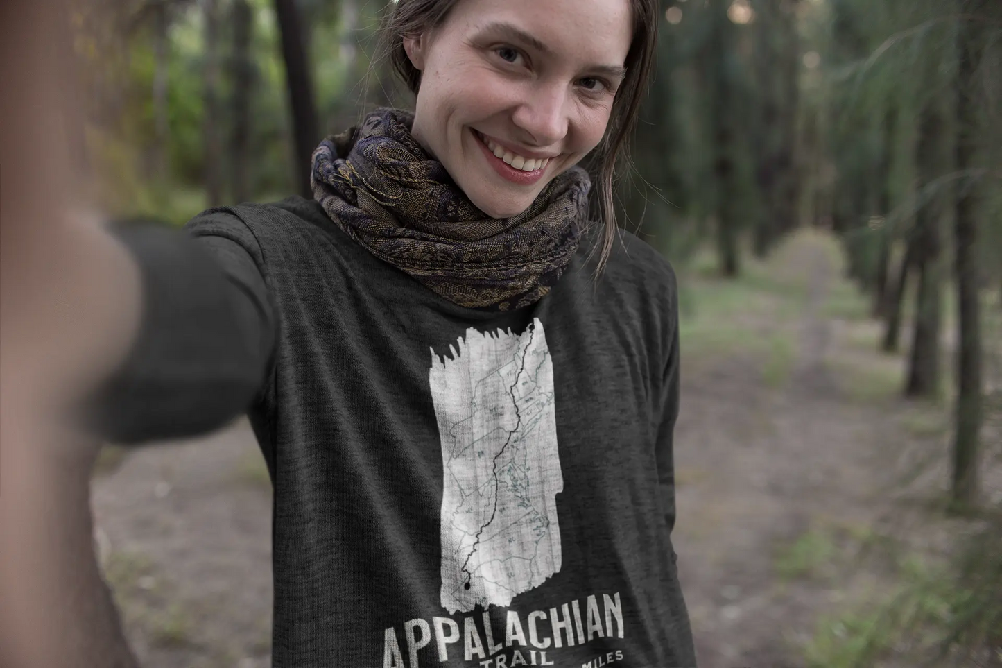 Appalachian National Scenic Trail Unisex Fit Long Sleeve T-shirt AT White Blaze Map