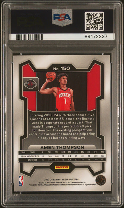 Graded 2023 Panini Prizm Amen Thompson #150 Rookie RC Basketball Card PSA 10 Gem Mint