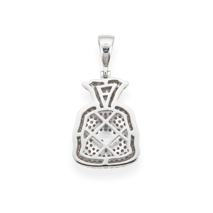 925 Silver Gold Plated Money Bag Dollar Sign Iced Pendant Emoji CZ Hip Hop