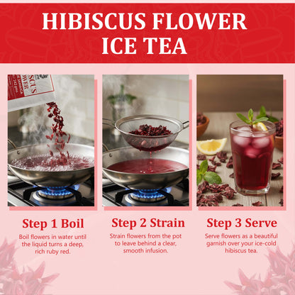 Dried Hibiscus Flowers 5oz – Loose Leaf Herbal Tea | Caffeine-Free, Non-GMO, Vegan