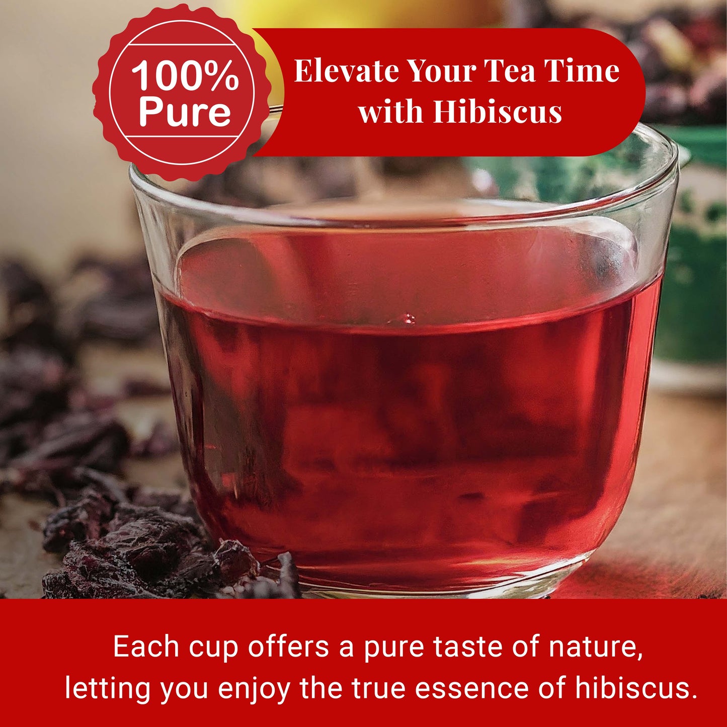 Akshit 5 oz. Dried Hibiscus Flowers (Flor de Jamaica) Tea | Loose Leaf Tea | Caffeine-Free | Vegan Friendly | Fleurs d'hibiscus – Antioxidant Herbal Tea