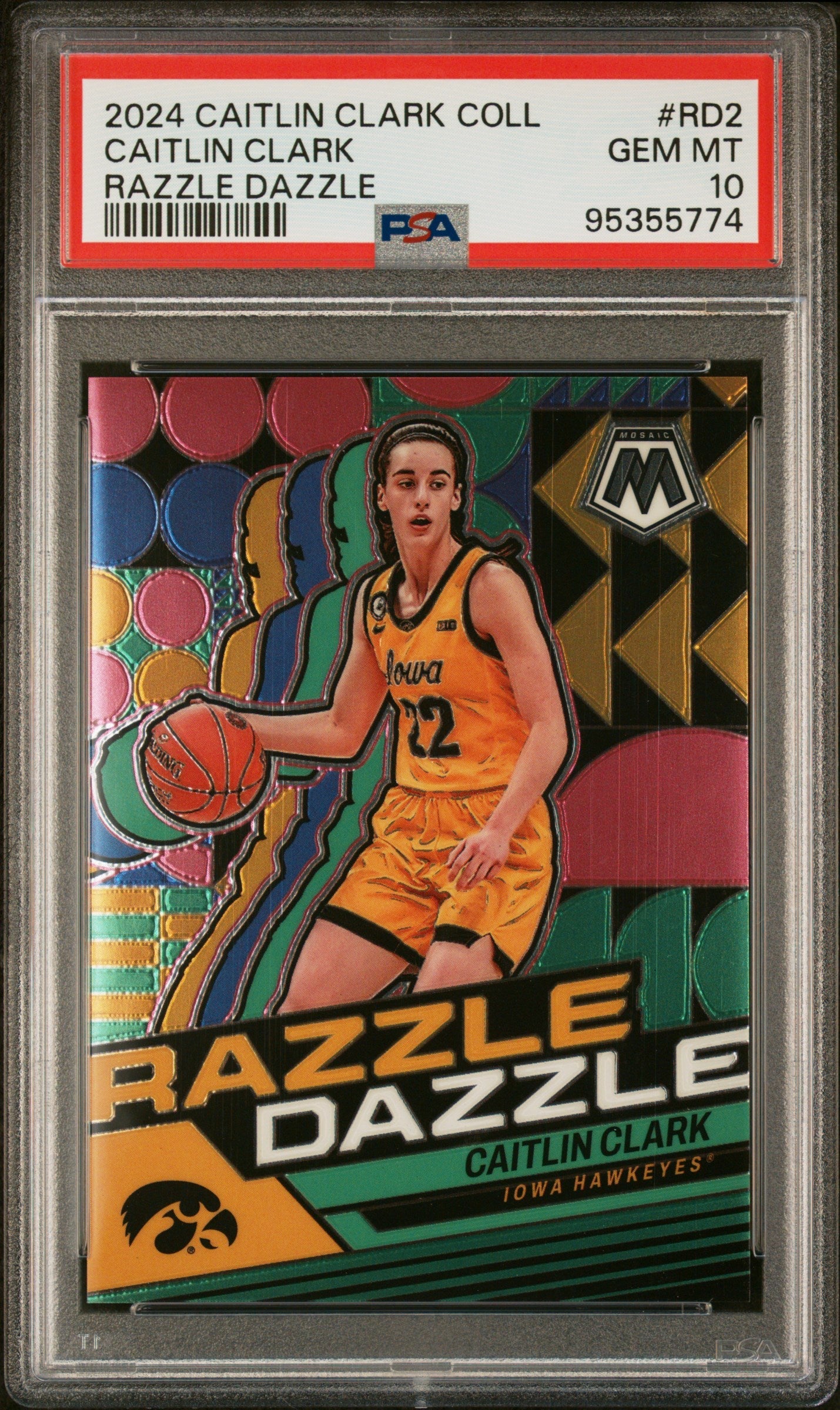 Graded 2024 Panini Caitlin Clark Collection Caitlin Clark #RD2 Razzle Dazzle Rookie RC Basketball Card PSA 10 Gem Mint