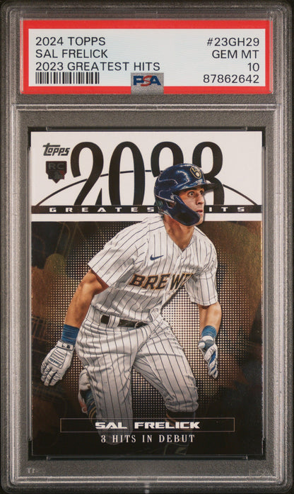 Graded 2024 Topps Sal Frelick #23GH29 2023 Greatest Hits Rookie RC Baseball Card PSA 10 Gem Mint