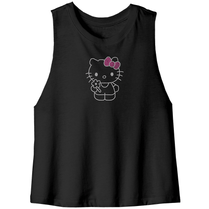 Rhinestone Pretty Kitty Tee Shirt Crew Neck, V Neck, Tank Top