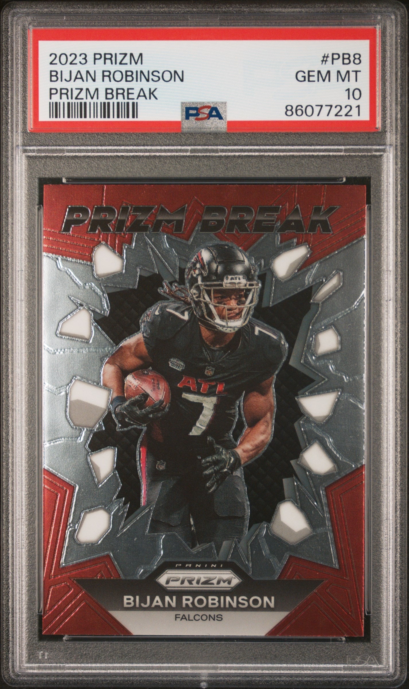 Graded 2023 Panini Prizm Bijan Robinson #PB8 Prizm Break Rookie RC Football Card PSA 10 Gem Mint