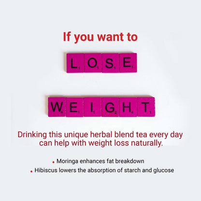 Akshit Hibiscus Moringa Tea Blend, 75 Hibiscus Tea Bags Blended  with Moringa Leaves, Black Pepper, and  Eucalyptus Leaves, Caffeine Free, Hibiscus Tea Blend