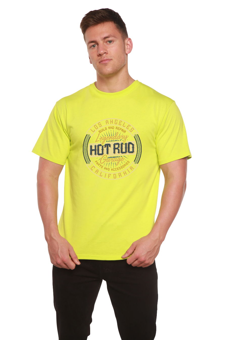 HOT ROO Men's Bamboo Viscose/Organic Cotton Short Sleeve Graphic T-Shirt