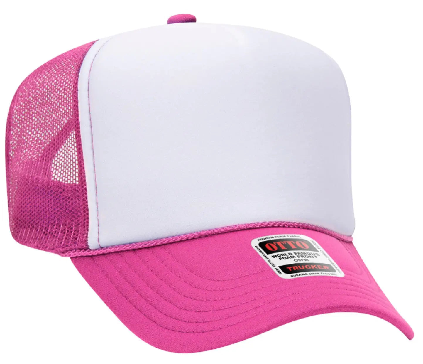 Neon Pink Good Vibes Only Adult Otto Foam Trucker Hat