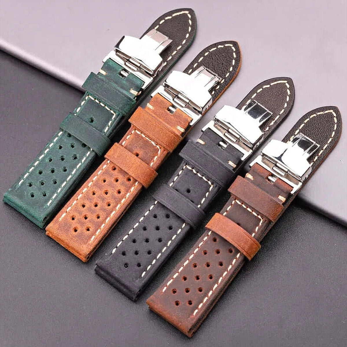 Huawei Watch & Watch GT Perforated Leather Band, Folding Clasp