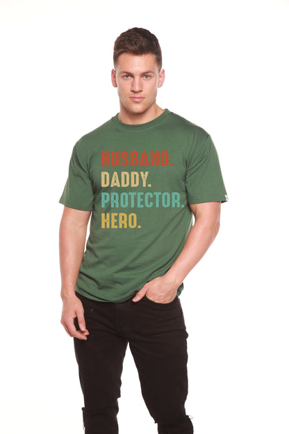 Husband, Daddy, Protector, Hero Men's Bamboo Viscose/Organic Cotton Short Sleeve Graphic T-Shirt