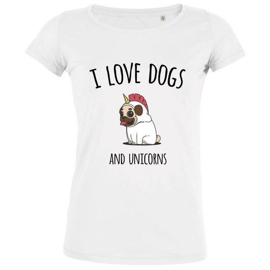 I Love Dogs And Unicorns Women's Organic Tee