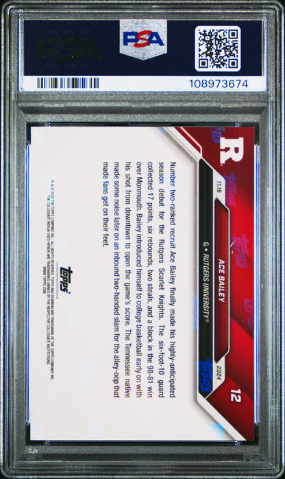 Graded 2024 Topps Bowman U Now Ace Bailey #12 Rookie RC Basketball Card PSA 10 Gem Mint