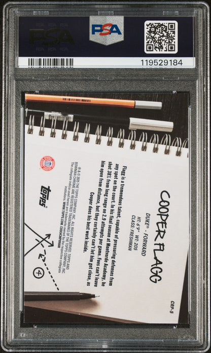 Graded 2024 Topps Bowman Chrome U Cooper Flagg #CRP5 College Rule Playbook Rookie RC Basketball Card PSA 10 Gem Mint