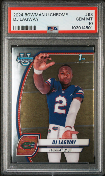 Graded 2024 Topps Bowman U Chrome DJ Lagway #63 Rookie RC Football Card PSA 10 Gem Mint