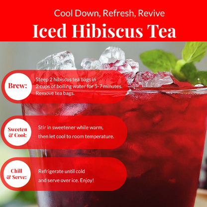 Akshit 50 Hibiscus Ginger Tea Bags – Natural Hibiscus Tea Blend with Hibiscus Flowers & Ginger Root, Stress Relieving & Energy Tea