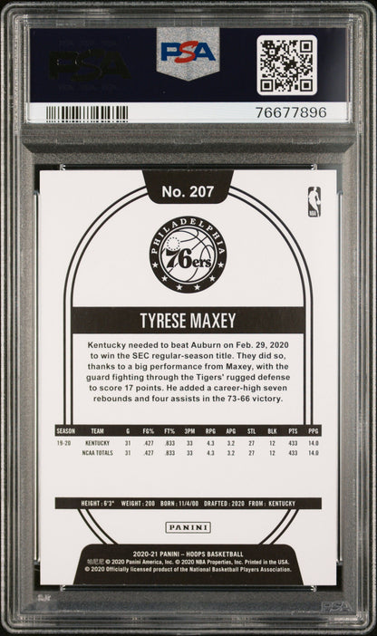 Graded 2020 Panini Hoops Tyrese Maxey #207 Teal Explosion Rookie RC Basketball Card PSA 10 Gem Mint