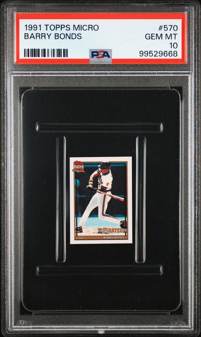 Graded 1991 Topps Micro Barry Bonds #570 Baseball Card PSA 10 Gem Mint