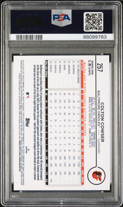 Graded 2024 Topps Colton Cowser #257 Holiday Rookie RC Baseball Card PSA 10 Gem Mint