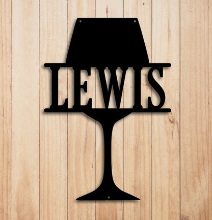 Wine Glass Custom Metal Sign | Personalized Home Bar Decor