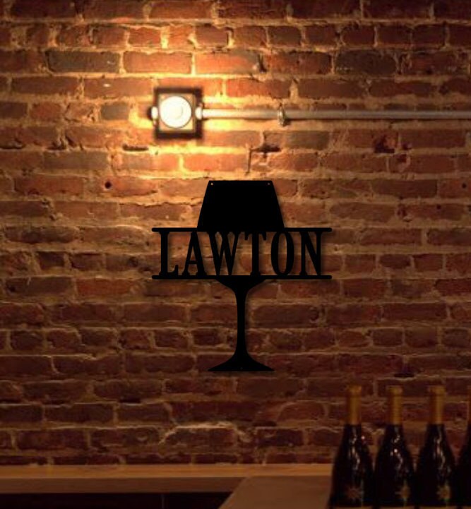 Wine Glass Custom Metal Sign | Personalized Home Bar Decor