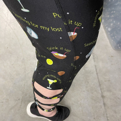 Margarita Leggings  Criss Cross  Capri Style Party in Black with Pockets